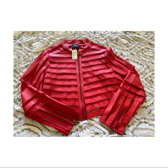 Dots Faux leather and mesh jacket - Picture 4 of 4